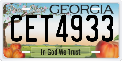 GA license plate CET4933