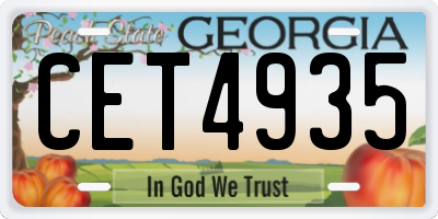 GA license plate CET4935