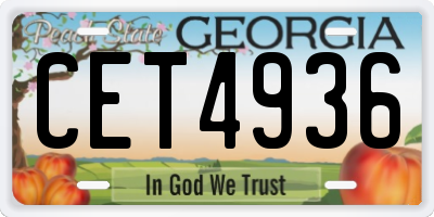 GA license plate CET4936
