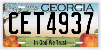 GA license plate CET4937