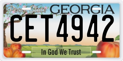 GA license plate CET4942