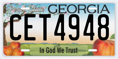 GA license plate CET4948