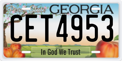 GA license plate CET4953