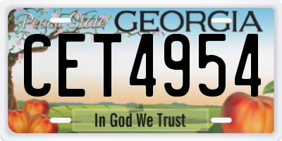GA license plate CET4954