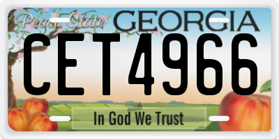 GA license plate CET4966