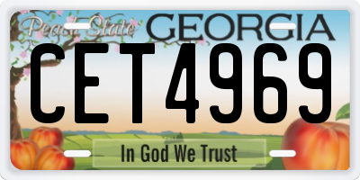 GA license plate CET4969