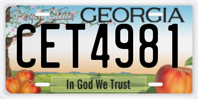 GA license plate CET4981