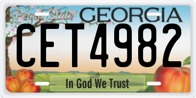 GA license plate CET4982