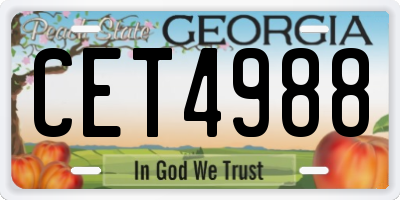 GA license plate CET4988
