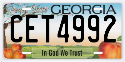 GA license plate CET4992