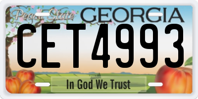 GA license plate CET4993