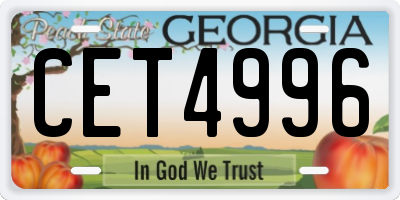 GA license plate CET4996