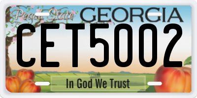 GA license plate CET5002