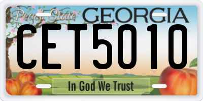 GA license plate CET5010