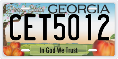 GA license plate CET5012