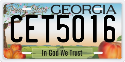 GA license plate CET5016