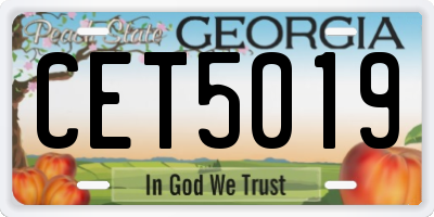 GA license plate CET5019