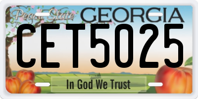 GA license plate CET5025