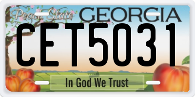 GA license plate CET5031