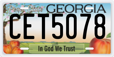 GA license plate CET5078