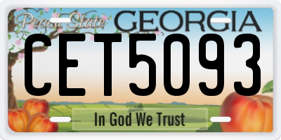 GA license plate CET5093