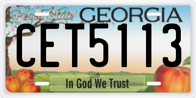 GA license plate CET5113