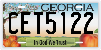 GA license plate CET5122