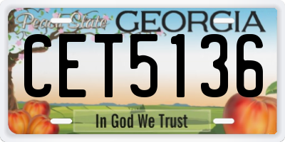 GA license plate CET5136