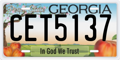 GA license plate CET5137