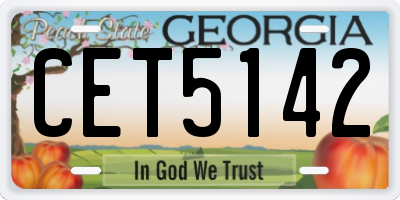 GA license plate CET5142