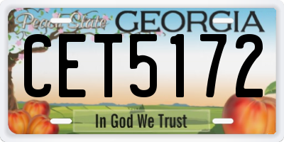 GA license plate CET5172