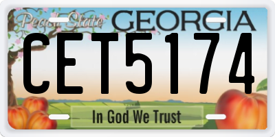 GA license plate CET5174