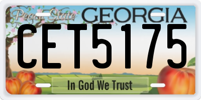 GA license plate CET5175