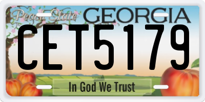 GA license plate CET5179