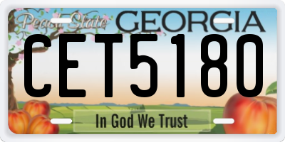 GA license plate CET5180