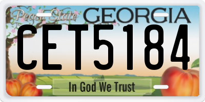 GA license plate CET5184