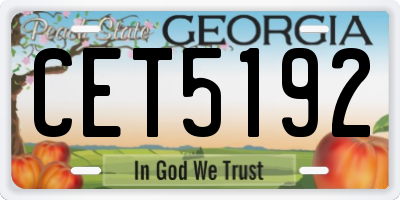 GA license plate CET5192
