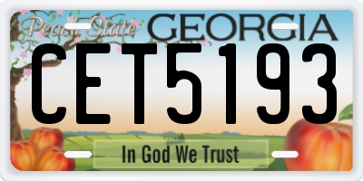 GA license plate CET5193