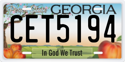 GA license plate CET5194