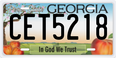 GA license plate CET5218