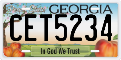 GA license plate CET5234