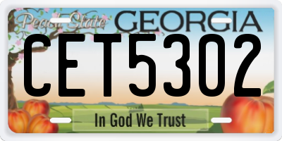 GA license plate CET5302