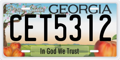 GA license plate CET5312
