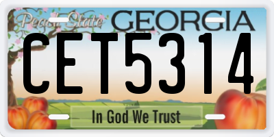 GA license plate CET5314