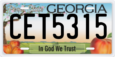 GA license plate CET5315
