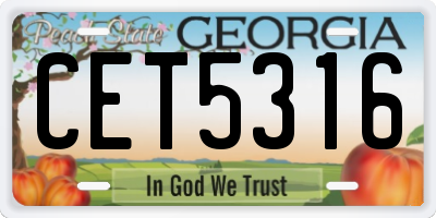 GA license plate CET5316