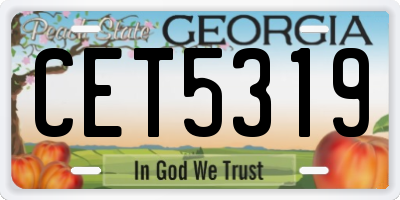 GA license plate CET5319