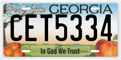 GA license plate CET5334