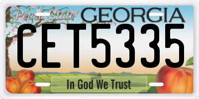GA license plate CET5335