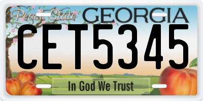 GA license plate CET5345
